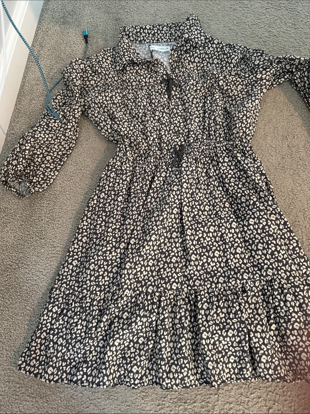 Zara Black and Cream Tiered Dress size 13-14 years ( more like size 12) girls